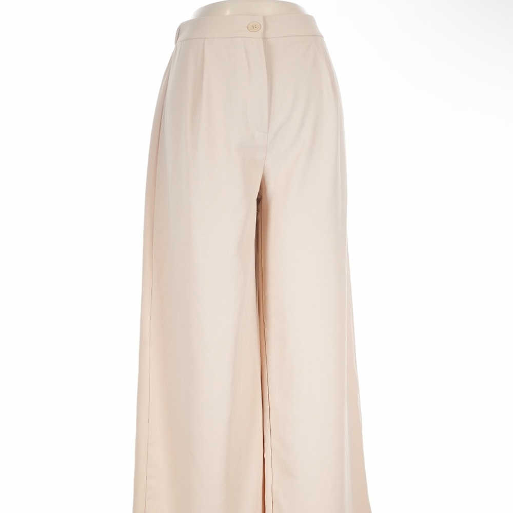 High-Waist Wide-Leg Cream Palazzo Pants